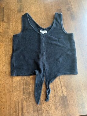 Madewell Black Sleeveless Tie-Front Tank Top